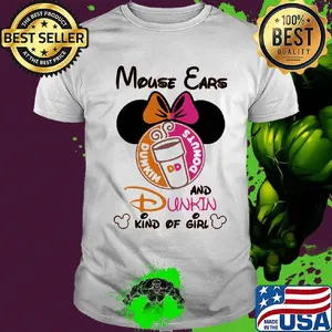 Mouse ears and dunkin donuts kind of girl shirt