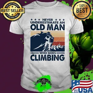 Never underestimate an old man who goes climbingvintage retro stars shirt