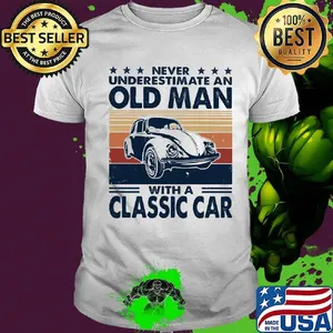 Never underestimate an old man with a classic car vintage retro stars shirt