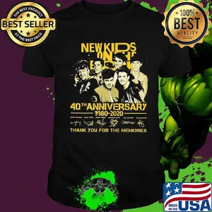 New kids on the block band 40th anniversary 1980 2020 thank you for the memories signatures shirt