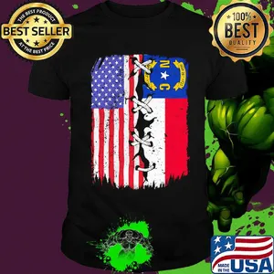 North Carolina and American flag independence day shirt