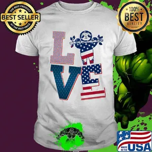 Official Sloth Love American Flag Veteran Independence Day Shirt