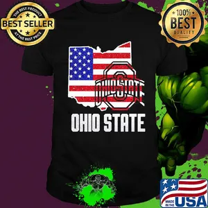 Ohio state american flag map independence day shirt