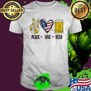 Peace love beer heart American flag veteran Independence day shirt