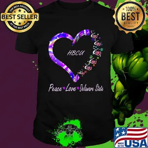 Peace love delaware state university hbcu heart shirt