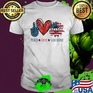 Peace love sunshine mimi sunflower heart American flag veteran Independence day shirt