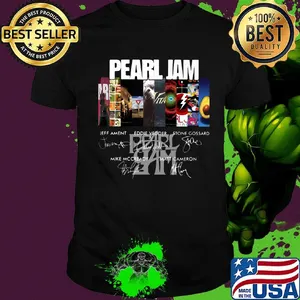 Pearl jam band members signatures shirt