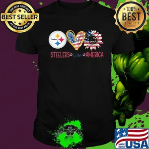 Pittsburgh Steelers love american flag independence day sunflower heart shirt