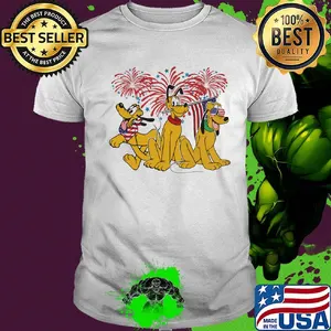 Pluto dog firework american flag independence day shirt