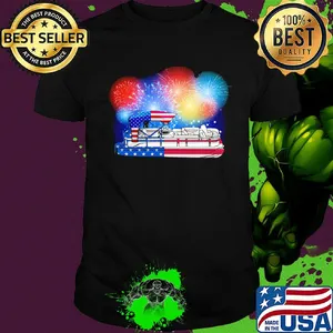 Pontoon firework american flag independence day shirt