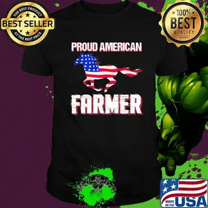 Proud American farmer horse flag veteran Independence day shirt