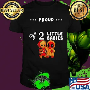 Proud of 2 little babies groot and spider man shirt