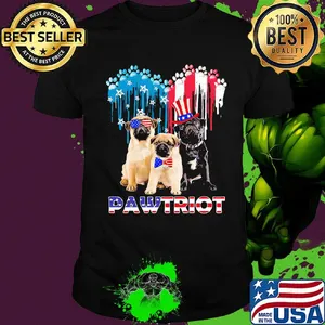 Pug pawtriot heart american flag independence day shirt
