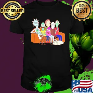 Rick and morty movie characters sitting on sofa shirt