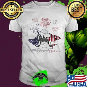 Shark firework american flag independence day shirt