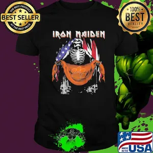 Skeleton iron maiden clemson tigers logo american flag independence day shirt