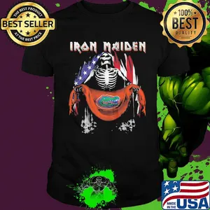 Skeleton iron maiden florida gators logo american flag independence day shirt