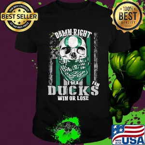 Skull damn right I'm a oregon ducks fan win or lose american flag independence day shirt