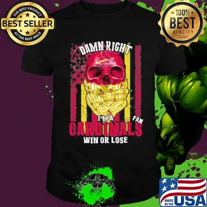 Skull damn right I'm a st. Louis cardinals fan win or lose american flag independence day shirt