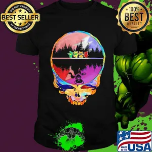 Skull hippie bear water reflection shirt