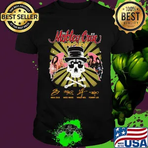 Skull motley crue 1981 2020 band members signatures shirt