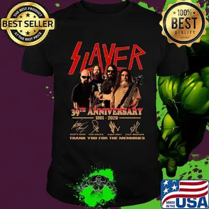Slayer band 39th anniversary 1981 2020 thank you for the memories signatures shirt