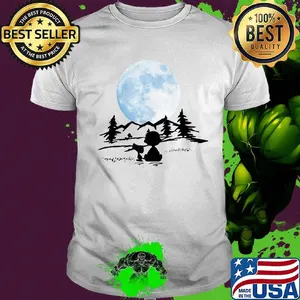 Snoopy and charlie brown camping moon shirt