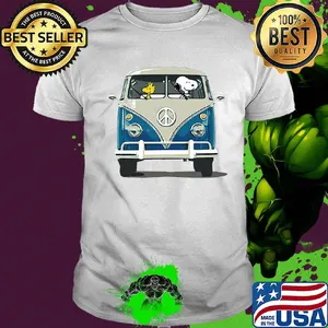 Snoopy and woodstock driving bus shirt