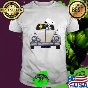 Snoopy and woodstock driving car shirt