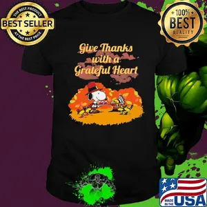 Snoopy and woodstock give thanks with a grateful heart moon shirt