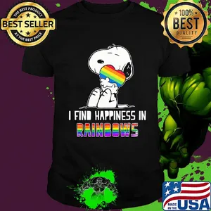Snoopy hug heart I find happiness in rainbows shirt