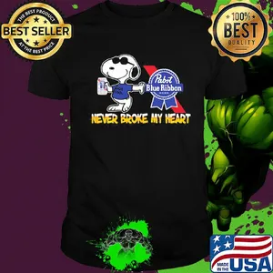 Snoopy pabst blue ribbon beer never broke my heart shirt