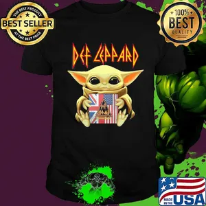 Star wars baby yoda hug def leppard american flag independence day shirt