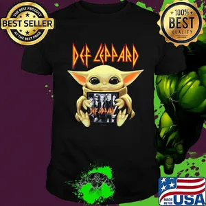 Star wars baby yoda hug def leppard members shirt