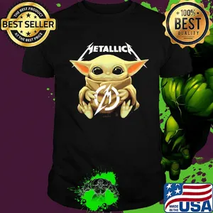 Star wars baby yoda hug metallica logo shirt