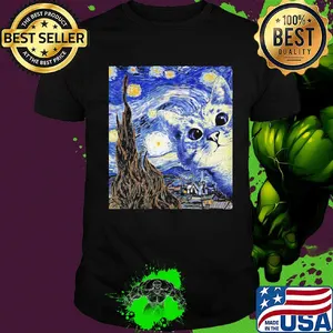 Starry night van gogh cat art shirt