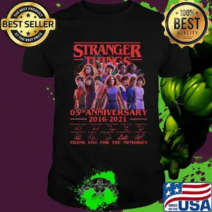 Stranger things 05th anniversary 2016 2021 thank you for the memories signatures shirt
