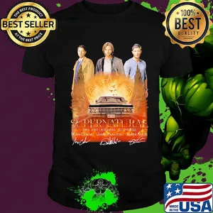 Supernatural 2005 2020 15 seasons 327 episodes misha collins jared padalecki jensen ackles signatures shirt