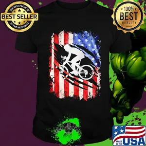 Tear Off Cycling American Flag Independence Day Shirt