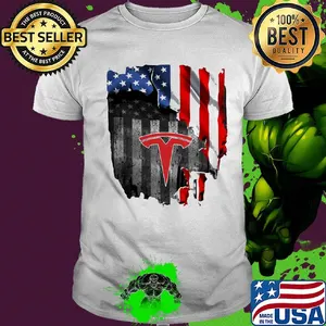 Tesla logo american flag independence day shirt