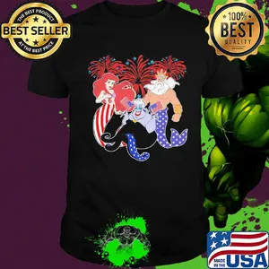 The little mermaid firework american flag independence day shirt
