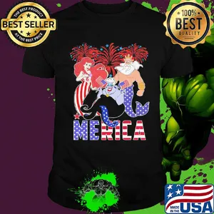 The little mermaid merica firework american flag independence day shirt