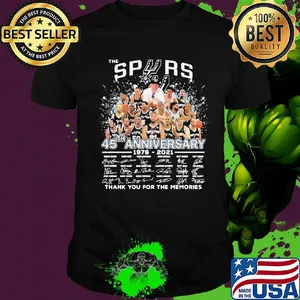 The san antonio spurs basketball team 45th anniversary 1976 2021 thank you for the memories signatures shirt