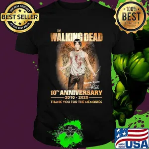 The walking dead 10th anniversary 2010 2020 thank you for the memories signature wings shirt