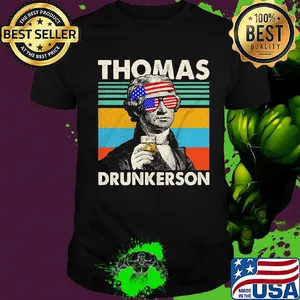 Thomas drunkerson drinking 4th of july independence day american flag vintage retro shirt