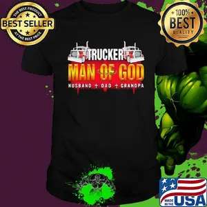 Trucker Man Of God Husband Dad Grandpa Red Shirt
