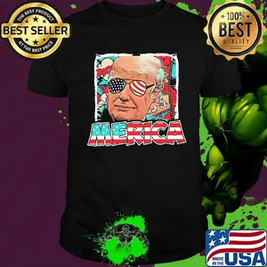 Trump wear glasses American flag shirt