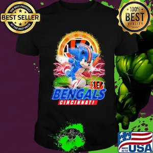 Ultra sonic the hedgehog playing rugby football cincinnati bengals shirt