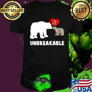 Unbreakable bear autism awareness heart shirt
