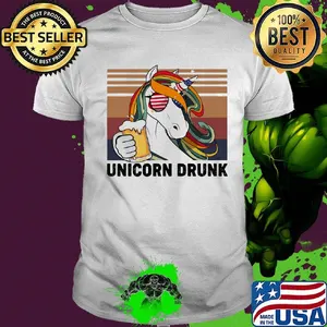 Unicorn drunk american flag independence day vintage retro shirt